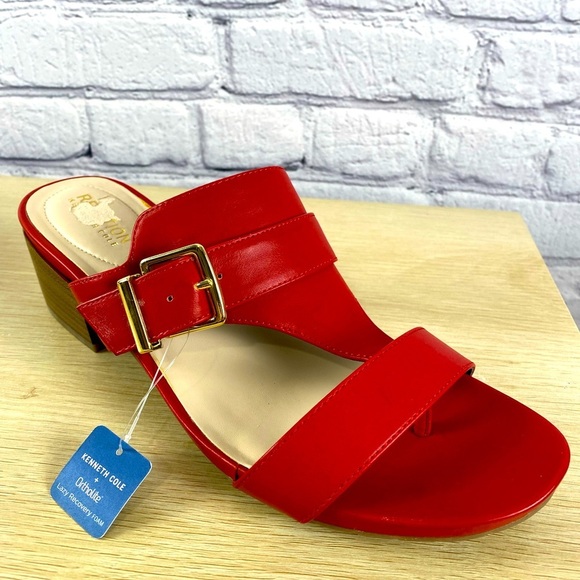 Kenneth Cole Red Sandals Heels Flip Flops Open Toed Sandals size 10 NWT - Picture 1 of 13
